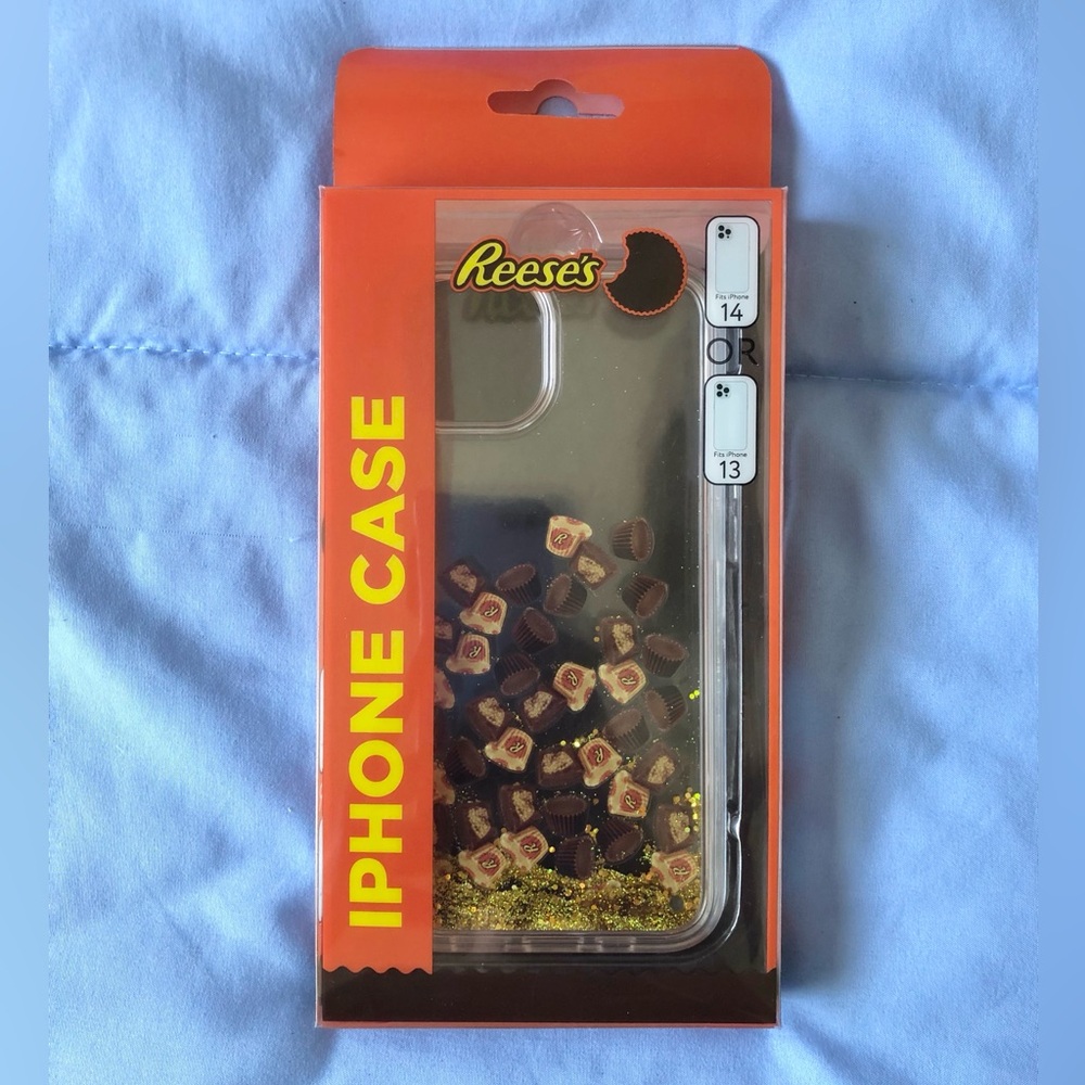 Reese's Peanut Butter Cups & Glitter Liquid Shaker iPhone 13/14 Case NIB